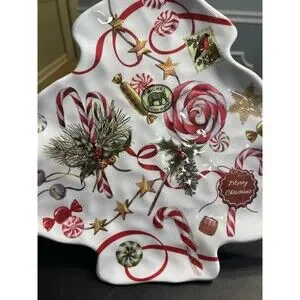 Michel Design Works Christmas Peppermint Tree Shaped Melamine Serveware Plate